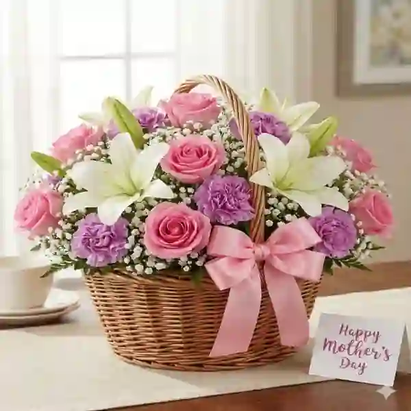Luxury Oriental Lily Dutch Roses Basket